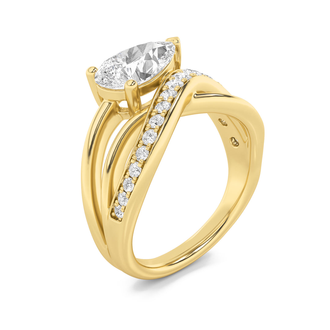 2Cttw Pear Shaped Lab Grown Diamond (G/VS) Ring in 14K Gold