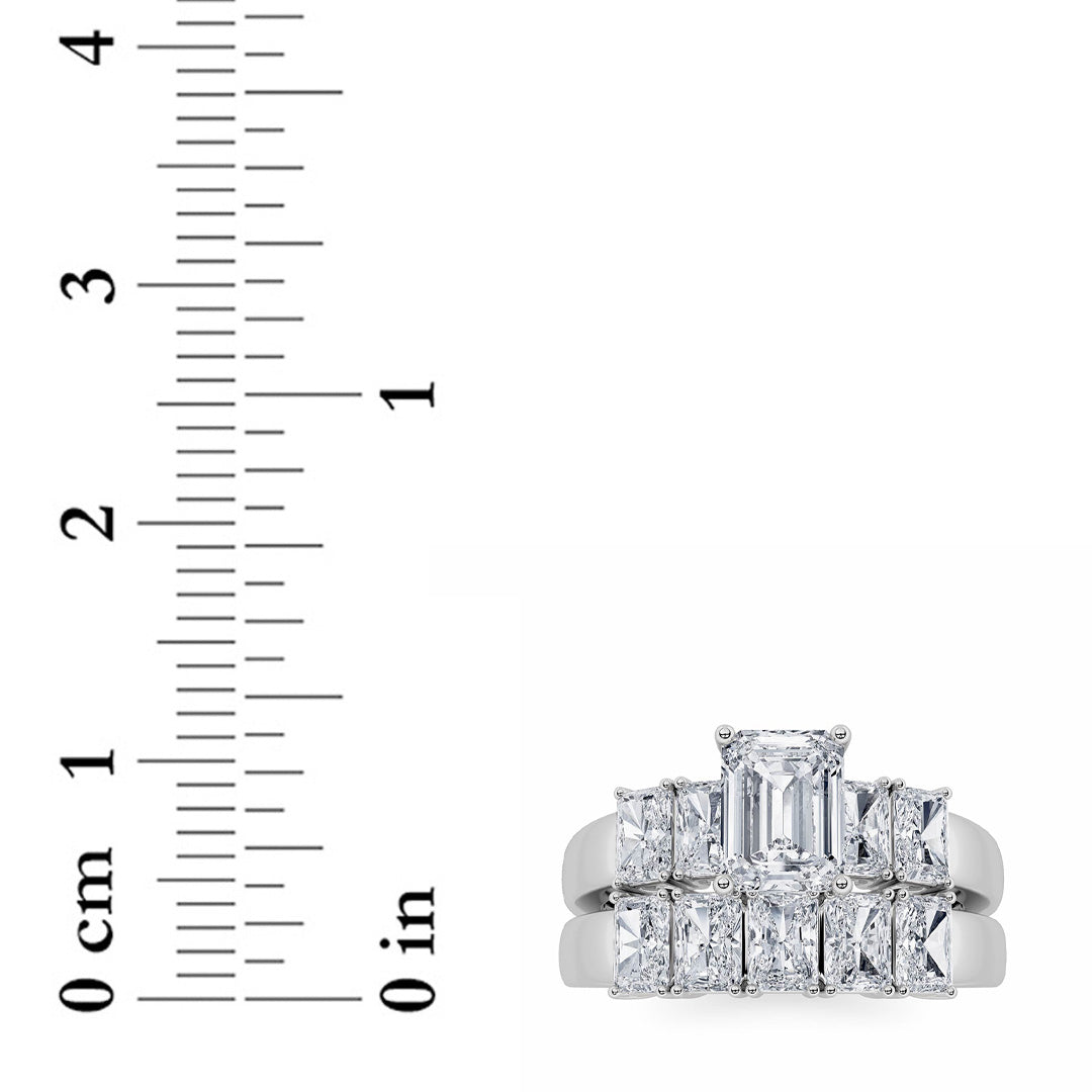 2.5Cttw Radiant Shaped Lab Grown Diamond (G/VS) Bridal Set with Matching Band and  Ring in 14K Gold