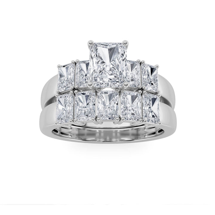 2.5Cttw Radiant Shaped Lab Grown Diamond (G/VS) Bridal Set with Matching Band and  Ring in 14K Gold