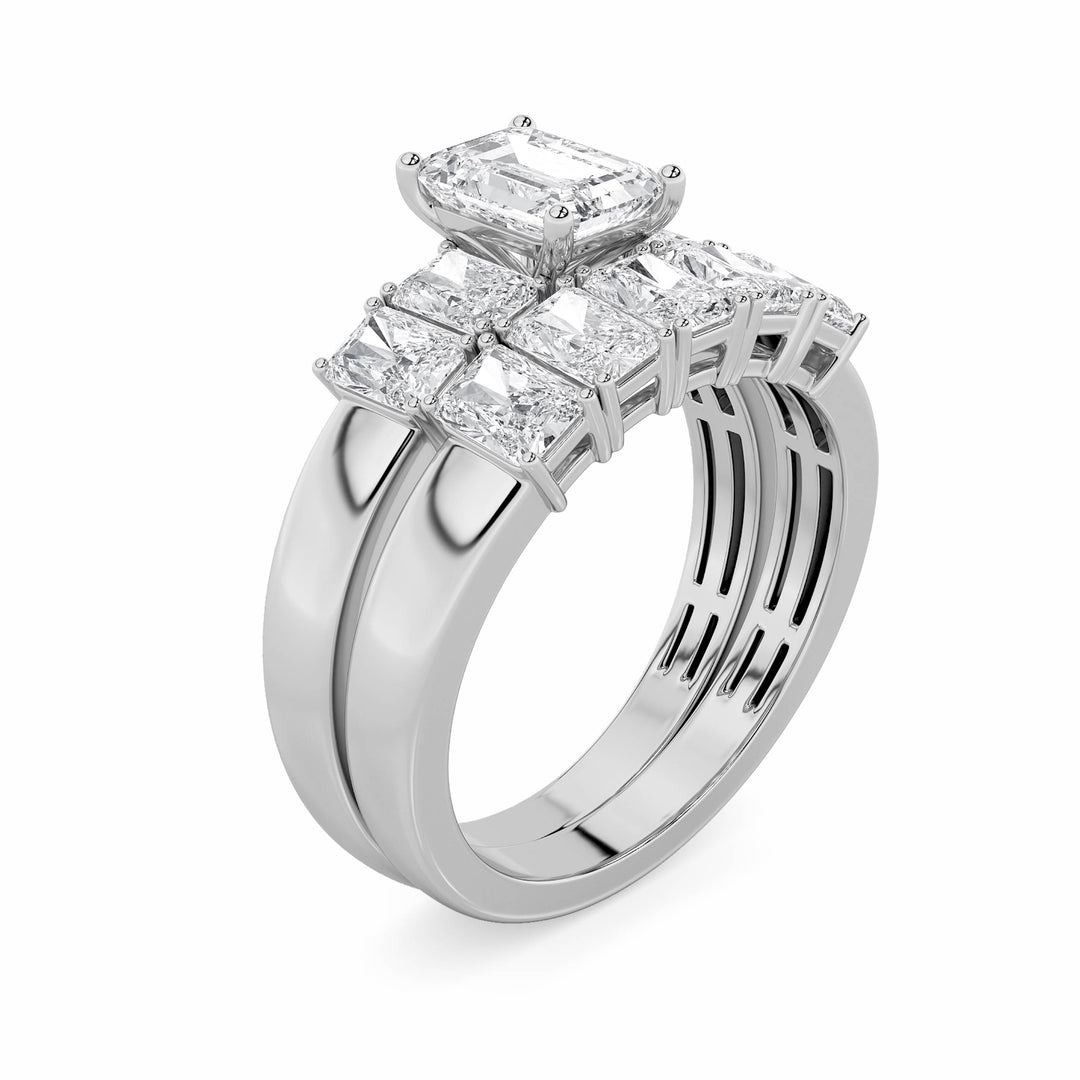 2.5Cttw Radiant Shaped Lab Grown Diamond (G/VS) Bridal Set with Matching Band and  Ring in 14K Gold