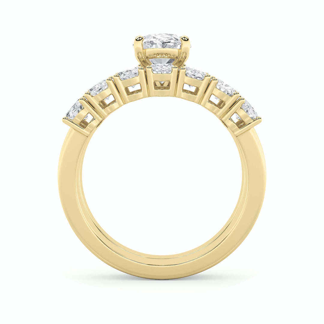 3.5Cttw Oval Shaped Lab Grown Diamond (G/VS) Bridal Set with Matching Band and  Ring in 14K Gold