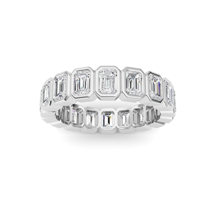 2.2CTW Emerald Shaped Lab Grown Diamond (F/VS) Eternity Band Ring in 14K Gold - Size 5