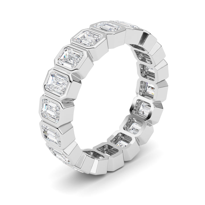2.2CTW Emerald Shaped Lab Grown Diamond (F/VS) Eternity Band Ring in 14K Gold - Size 5