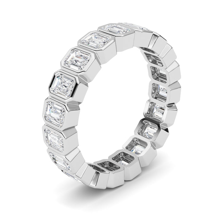 2.2CTW Emerald Shaped Lab Grown Diamond (F/VS) Eternity Band Ring in 14K Gold - Size 6