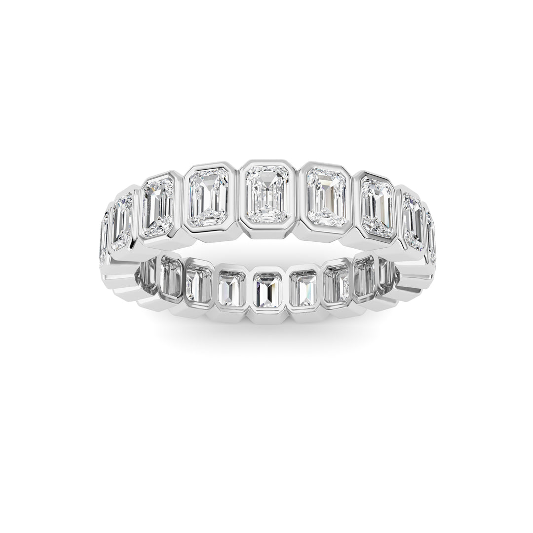 3.00Cttw Emerald Shaped Lab Grown Diamond (F/VS) Eternity Band Ring in 14K Gold - Size 8