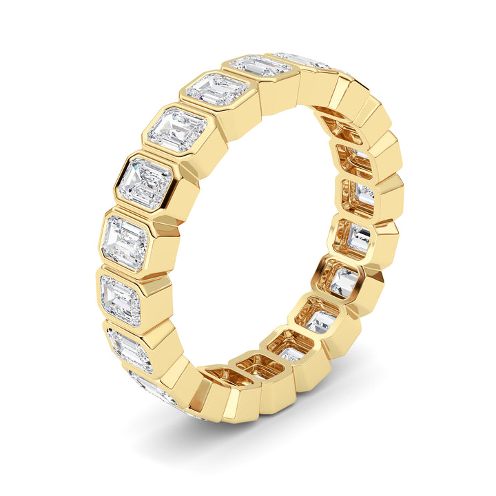 3.00Cttw Emerald Shaped Lab Grown Diamond (F/VS) Eternity Band Ring in 14K Gold - Size 8