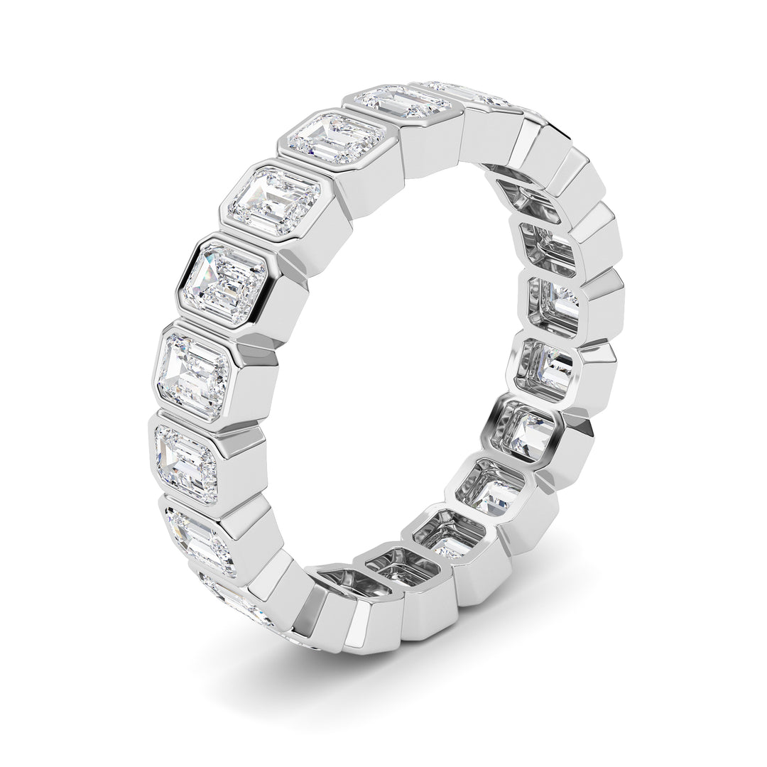 3.00Cttw Emerald Shaped Lab Grown Diamond (F/VS) Eternity Band Ring in 14K Gold - Size 9
