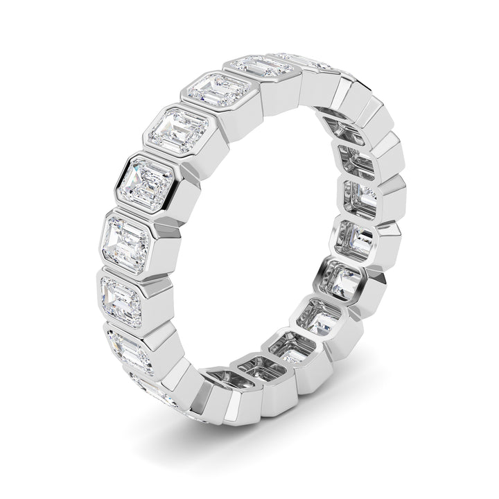 3.00Cttw Emerald Shaped Lab Grown Diamond (F/VS) Eternity Band Ring in 14K Gold - Size 9