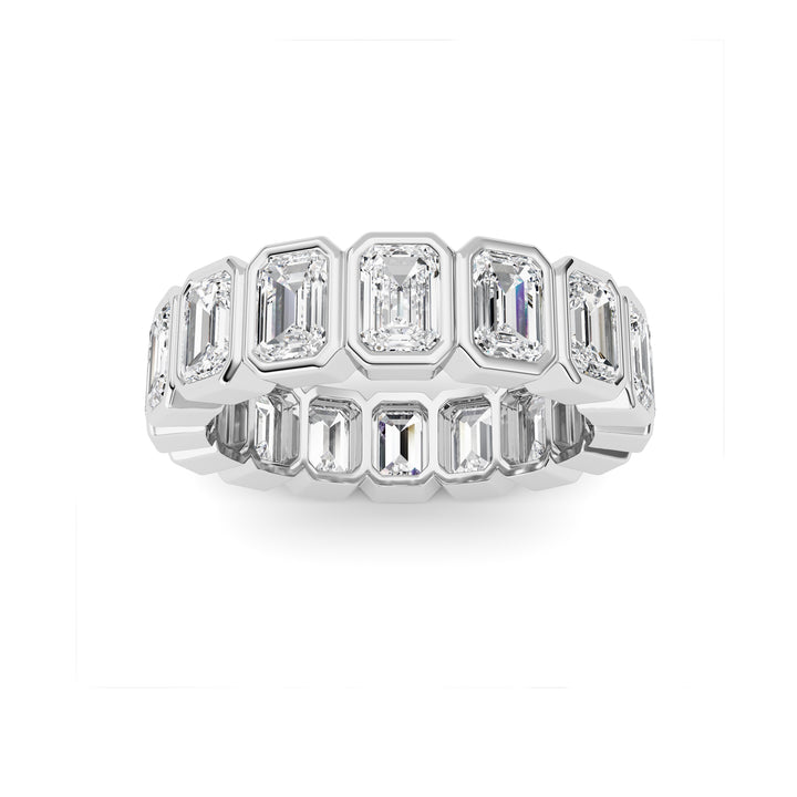 3.2Cttw Emerald Shaped Lab Grown Diamond (F/VS) Eternity Band Ring in 14K Gold - Size 5