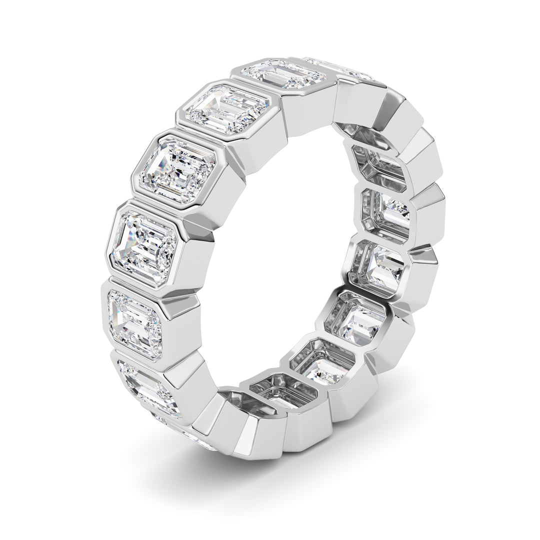 3.2Cttw Emerald Shaped Lab Grown Diamond (F/VS) Eternity Band Ring in 14K Gold - Size 5