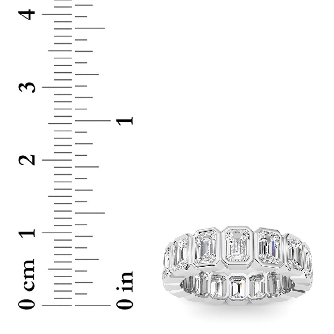 3.2Cttw Emerald Shaped Lab Grown Diamond (F/VS) Eternity Band Ring in 14K Gold - Size 5