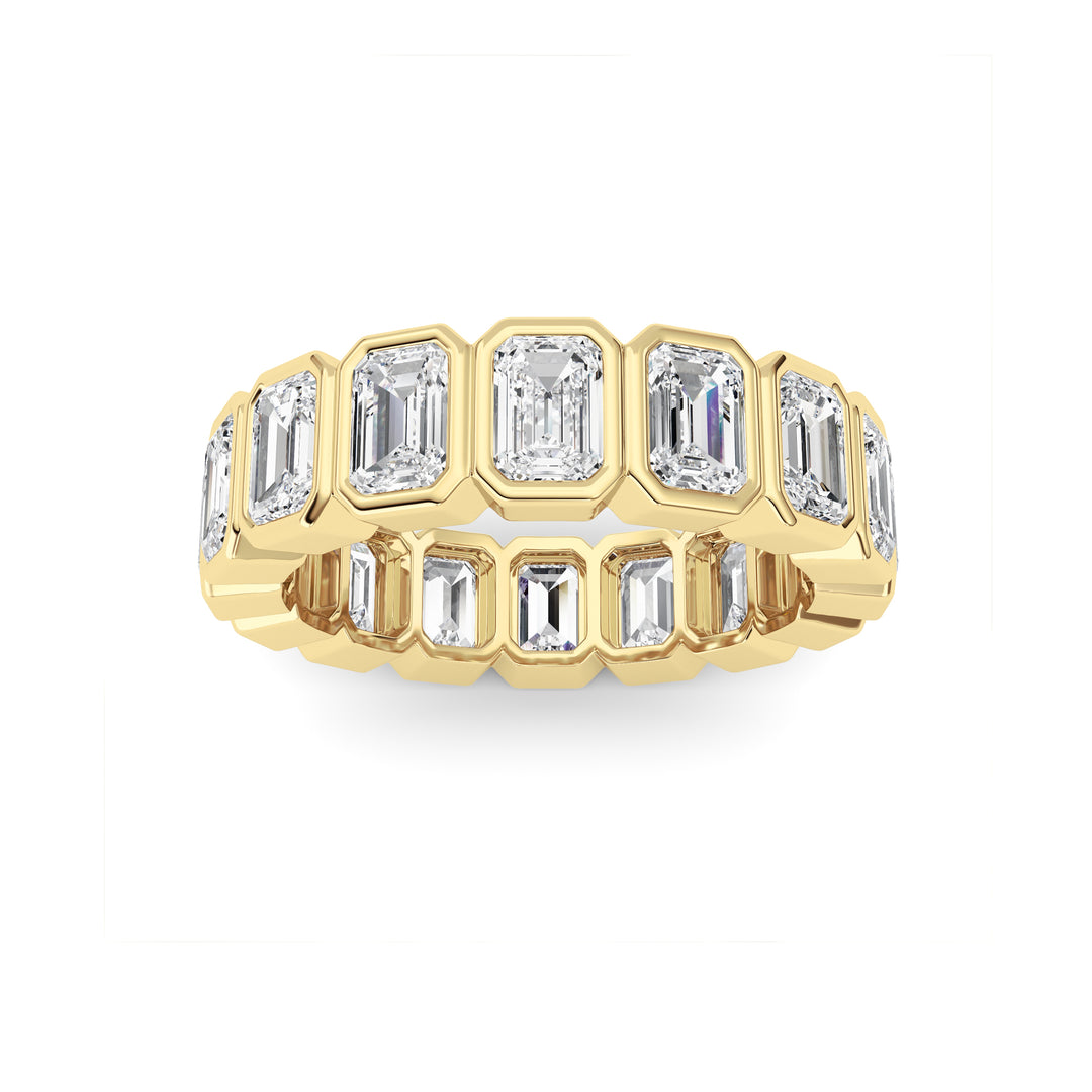 3.2Cttw Emerald Shaped Lab Grown Diamond (F/VS) Eternity Band Ring in 14K Gold - Size 5