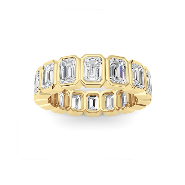 3.2Cttw Emerald Shaped Lab Grown Diamond (F/VS) Eternity Band Ring in 14K Gold - Size 5