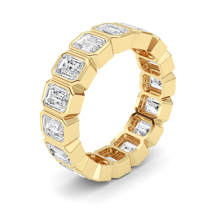 3.2Cttw Emerald Shaped Lab Grown Diamond (F/VS) Eternity Band Ring in 14K Gold - Size 5