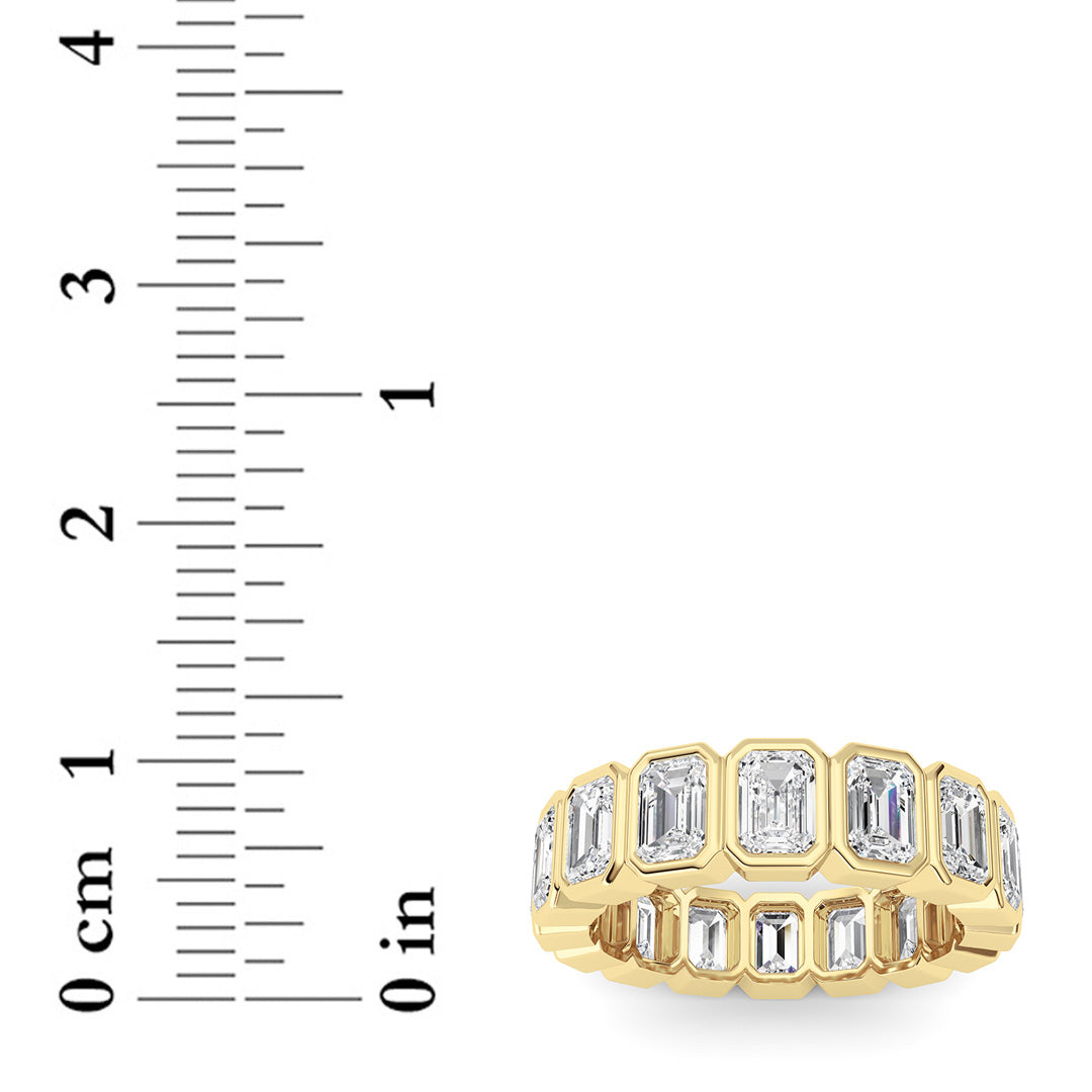 3.2Cttw Emerald Shaped Lab Grown Diamond (F/VS) Eternity Band Ring in 14K Gold - Size 5