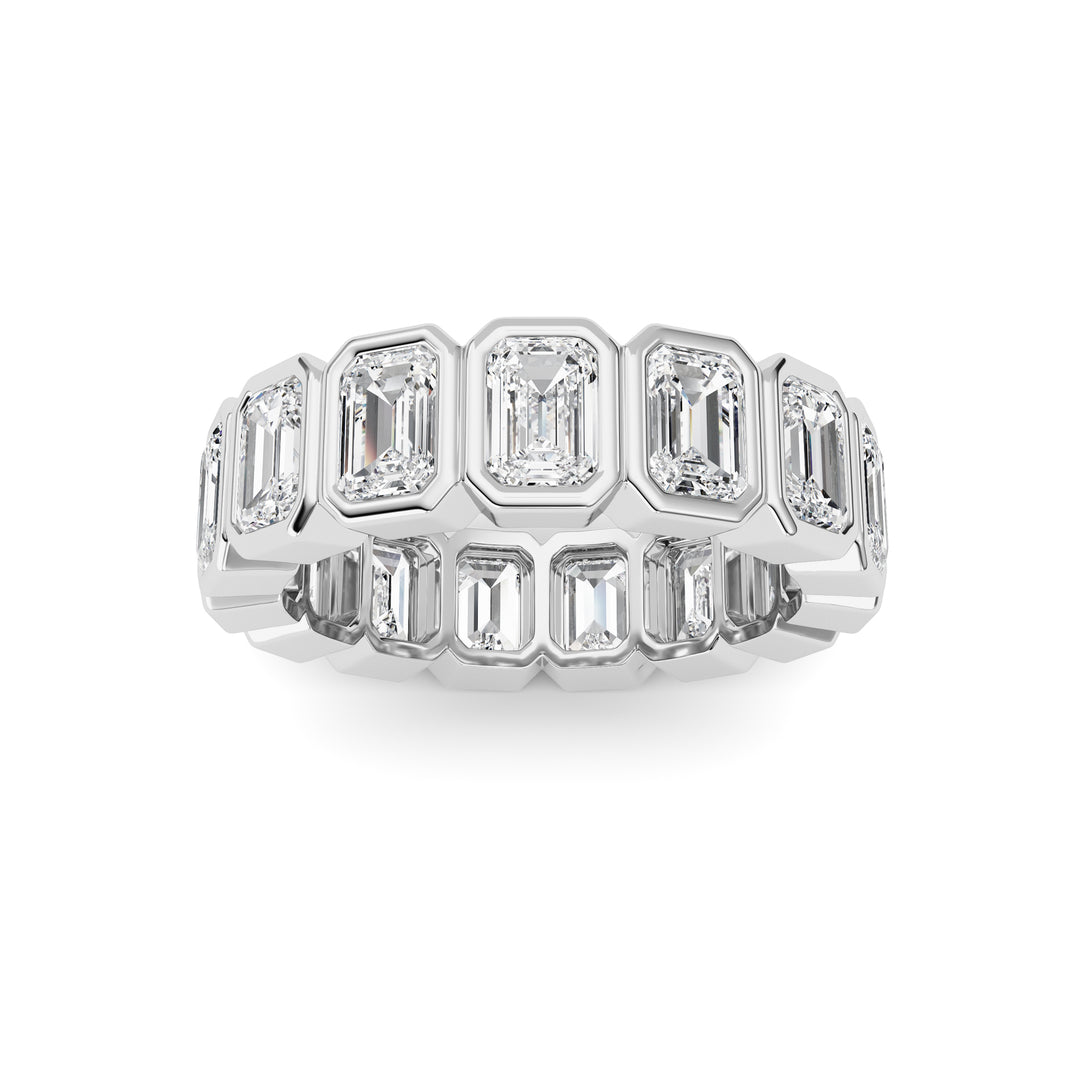 3.75Cttw Emerald Shaped Lab Grown Diamond (F/VS) Eternity Band Ring in 14K Gold - Size 5