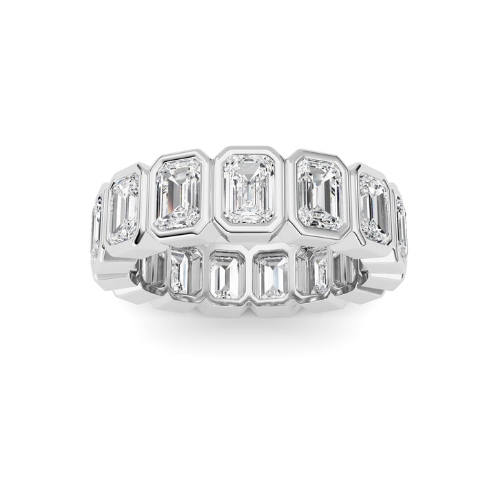 3.75Cttw Emerald Shaped Lab Grown Diamond (F/VS) Eternity Band Ring in 14K Gold - Size 5