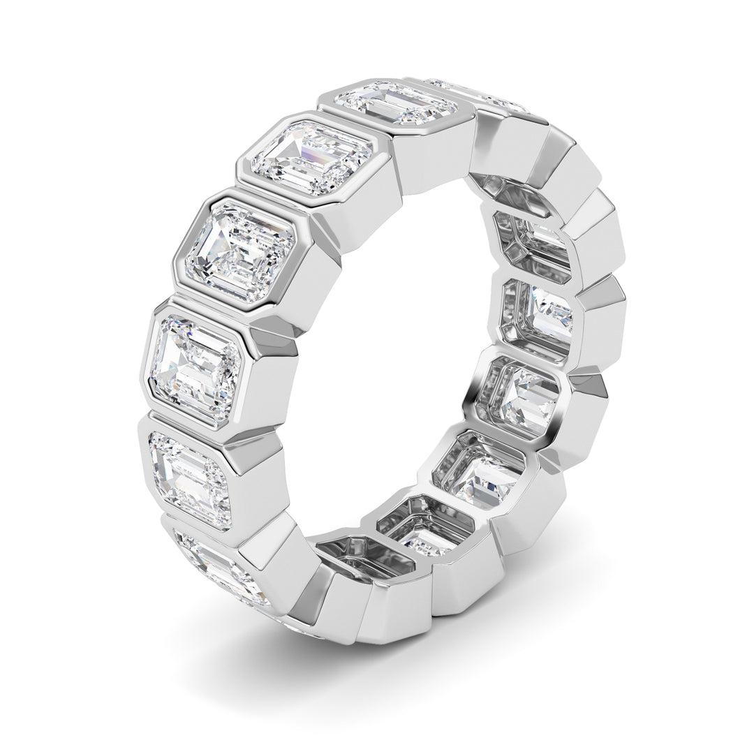3.75Cttw Emerald Shaped Lab Grown Diamond (F/VS) Eternity Band Ring in 14K Gold - Size 5
