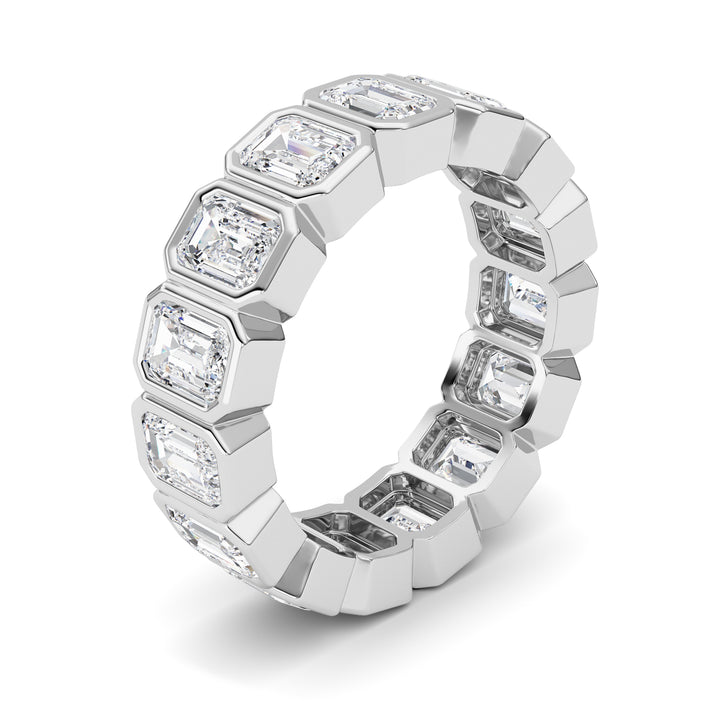 3.75Cttw Emerald Shaped Lab Grown Diamond (F/VS) Eternity Band Ring in 14K Gold - Size 5