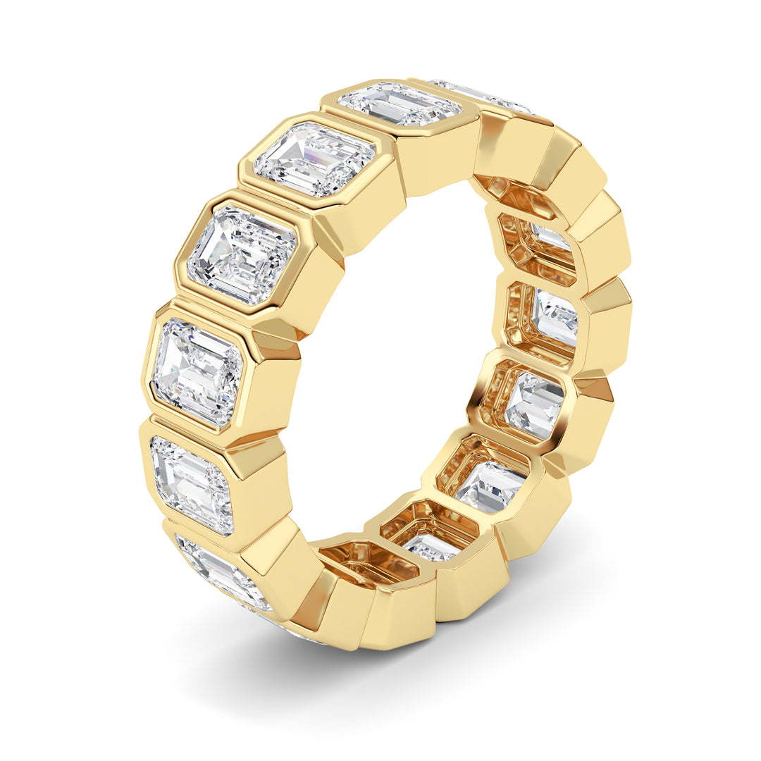 3.75Cttw Emerald Shaped Lab Grown Diamond (F/VS) Eternity Band Ring in 14K Gold - Size 5