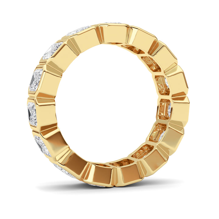 3.75Cttw Emerald Shaped Lab Grown Diamond (F/VS) Eternity Band Ring in 14K Gold - Size 5
