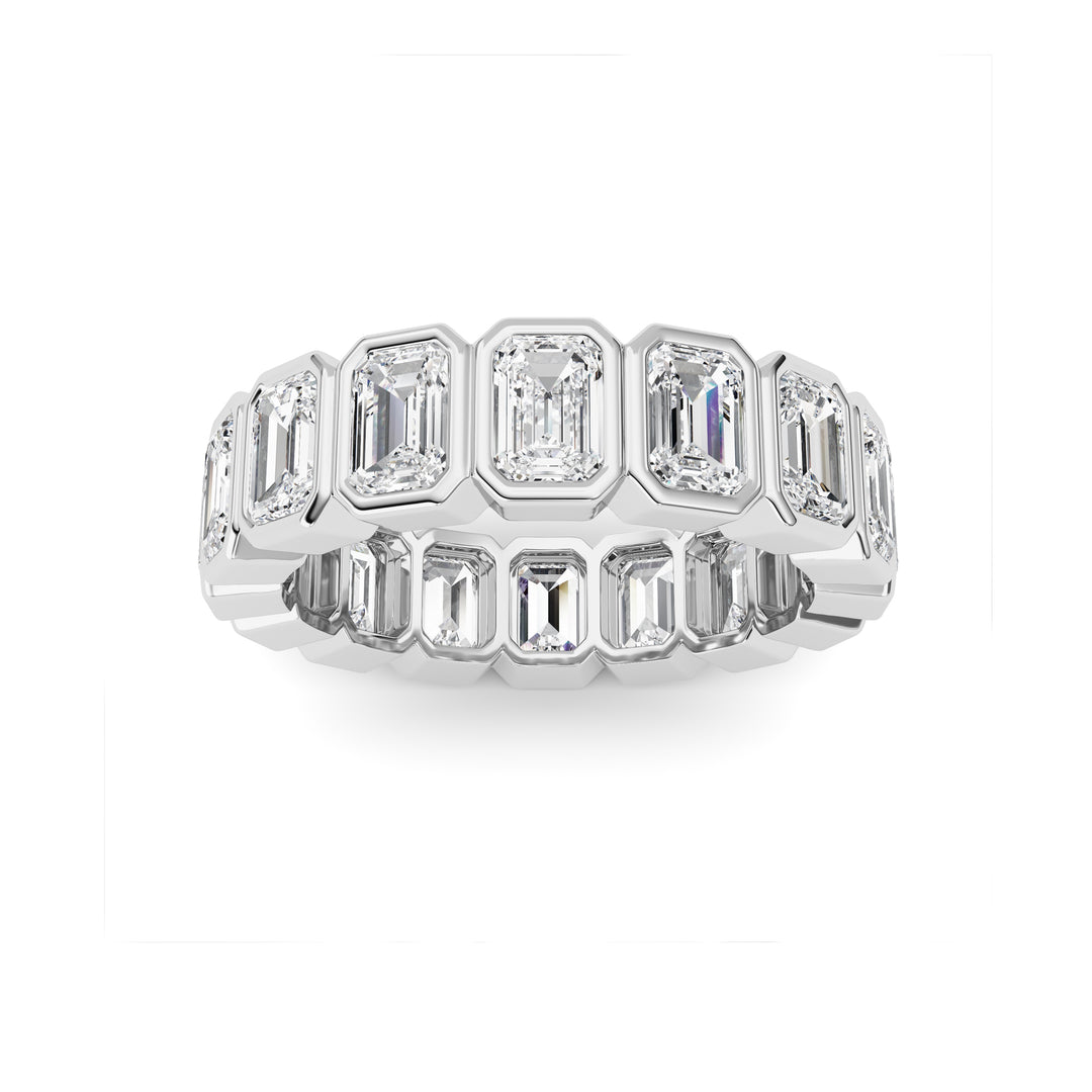 4Cttw Emerald Shaped Lab Grown Diamond (F/VS) Eternity Band Ring in 14K Gold - Size 6
