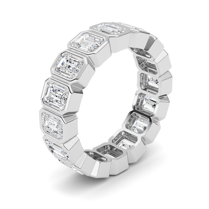 4Cttw Emerald Shaped Lab Grown Diamond (F/VS) Eternity Band Ring in 14K Gold - Size 6
