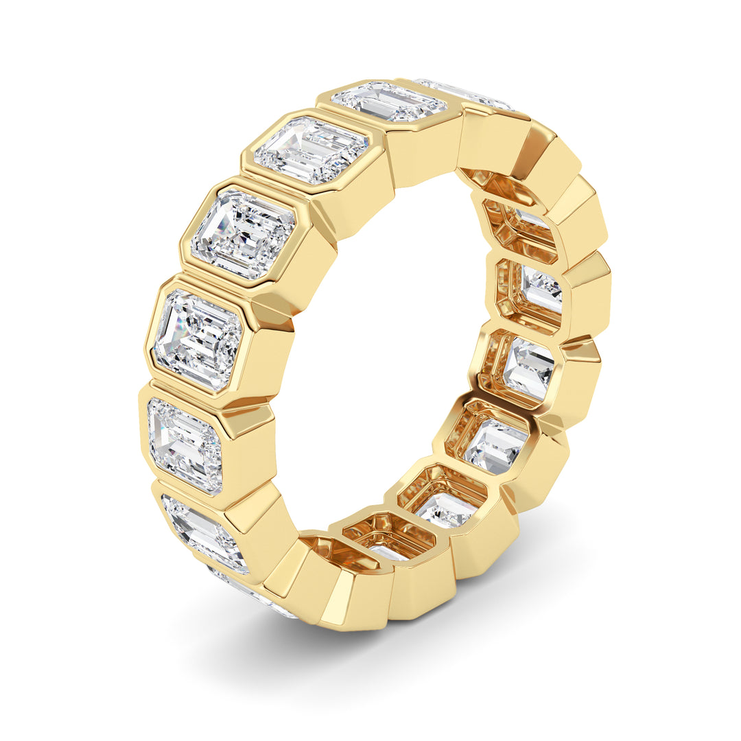 4Cttw Emerald Shaped Lab Grown Diamond (F/VS) Eternity Band Ring in 14K Gold - Size 6