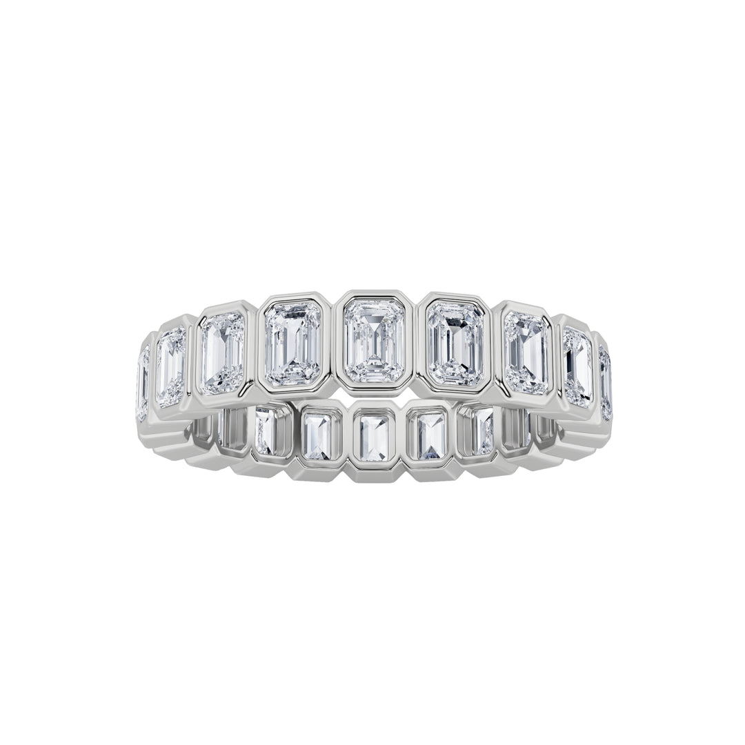 4.25Cttw Emerald Shaped Lab Grown Diamond (F/VS) Eternity Band Ring in 14K Gold - Size 7