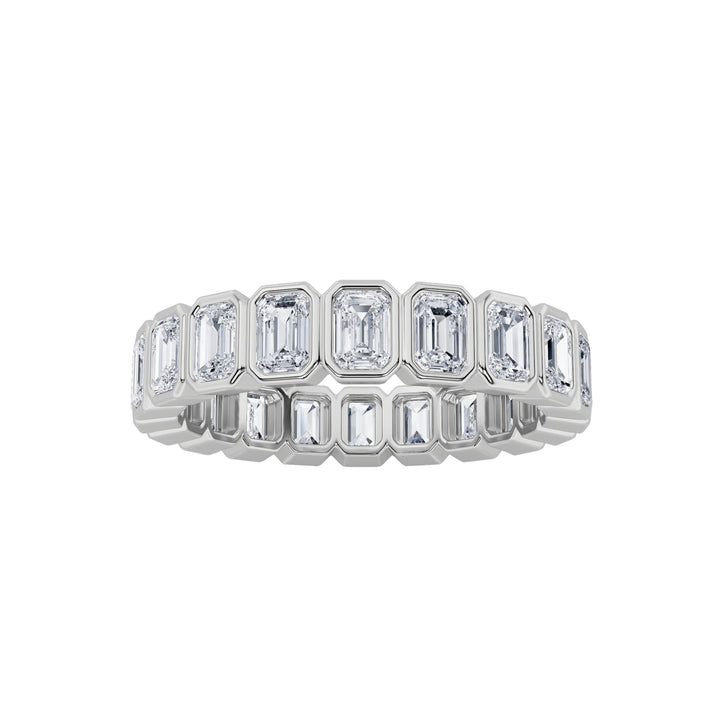 4.25Cttw Emerald Shaped Lab Grown Diamond (F/VS) Eternity Band Ring in 14K Gold - Size 7