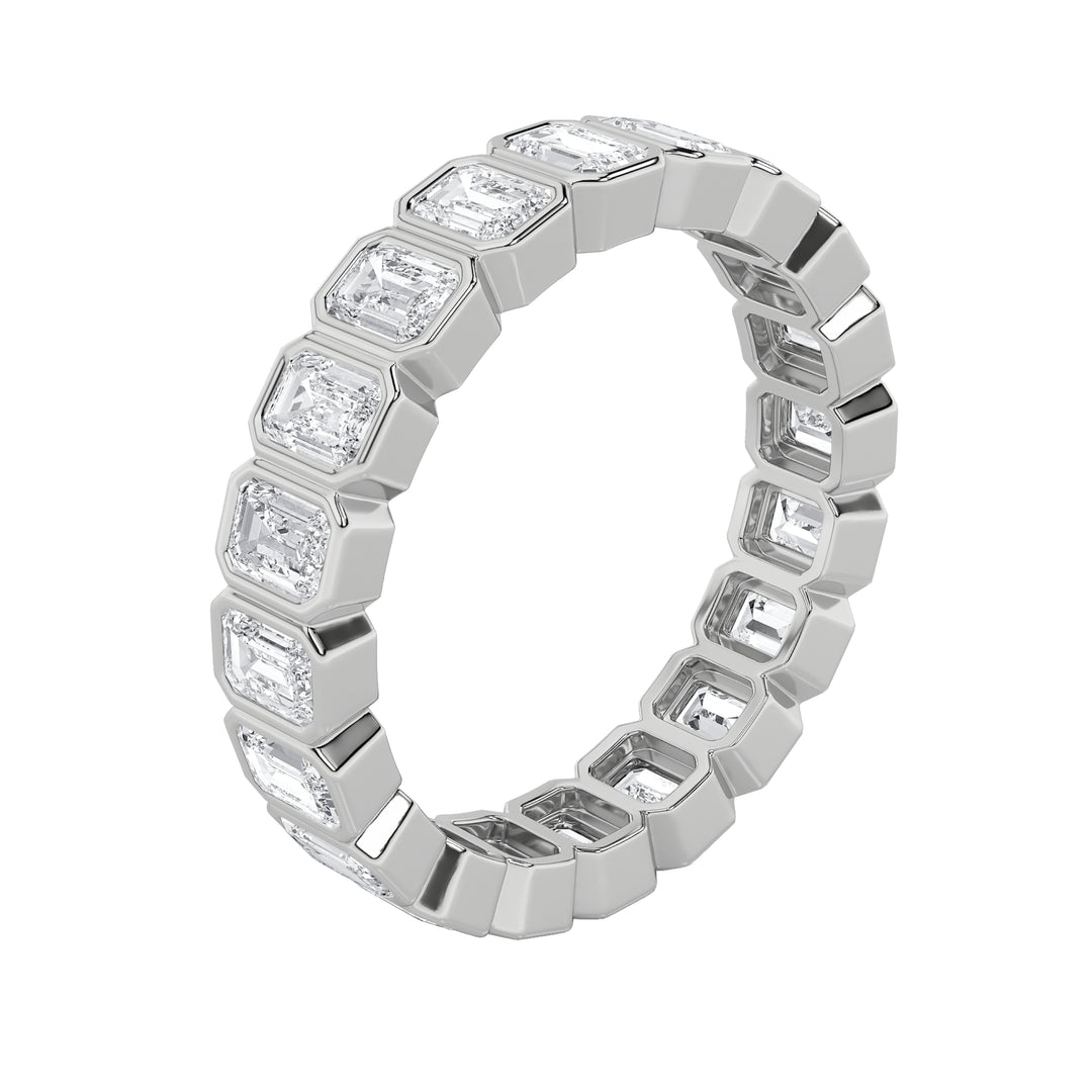 4.25Cttw Emerald Shaped Lab Grown Diamond (F/VS) Eternity Band Ring in 14K Gold - Size 7