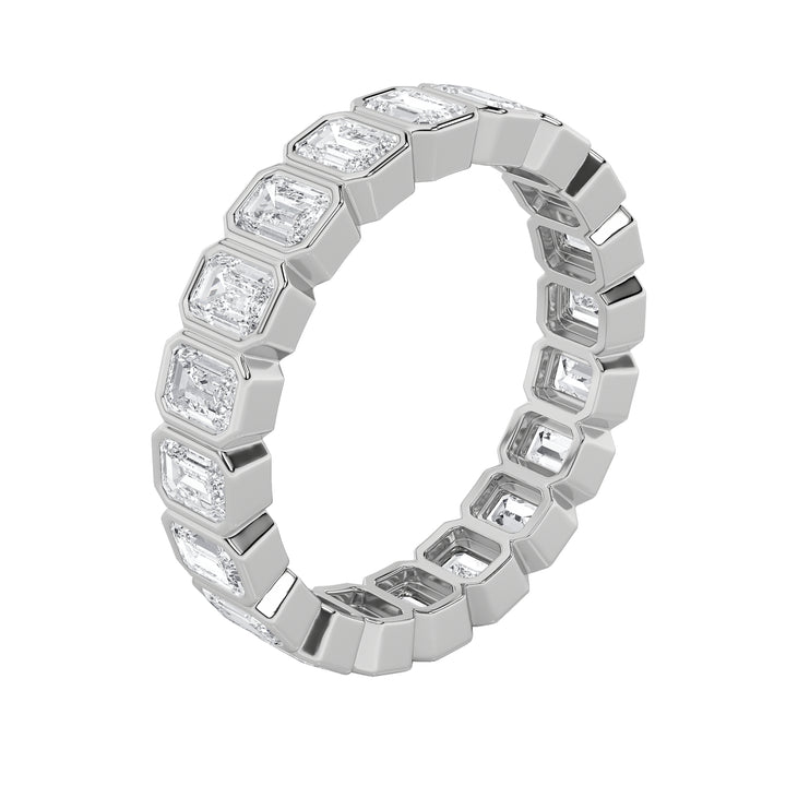 4.25Cttw Emerald Shaped Lab Grown Diamond (F/VS) Eternity Band Ring in 14K Gold - Size 7