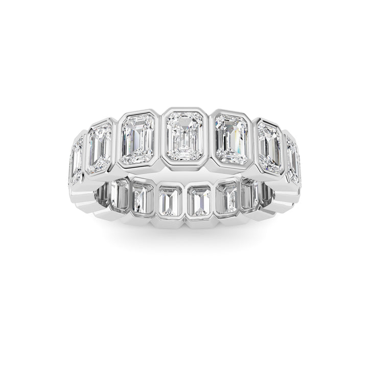 4.25Cttw Emerald Shaped Lab Grown Diamond (F/VS) Eternity Band Ring in 14K Gold - Size 8