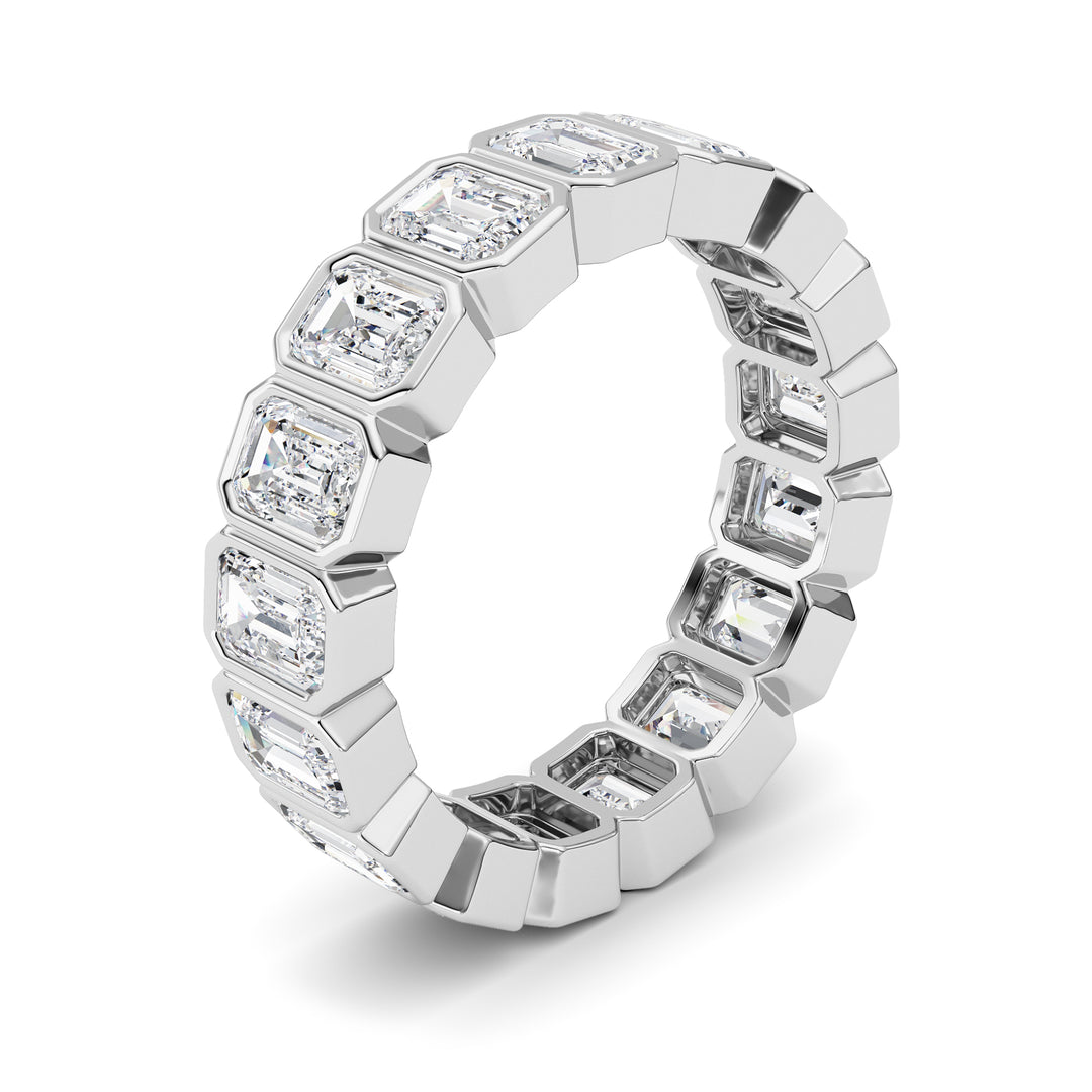 4.25Cttw Emerald Shaped Lab Grown Diamond (F/VS) Eternity Band Ring in 14K Gold - Size 8