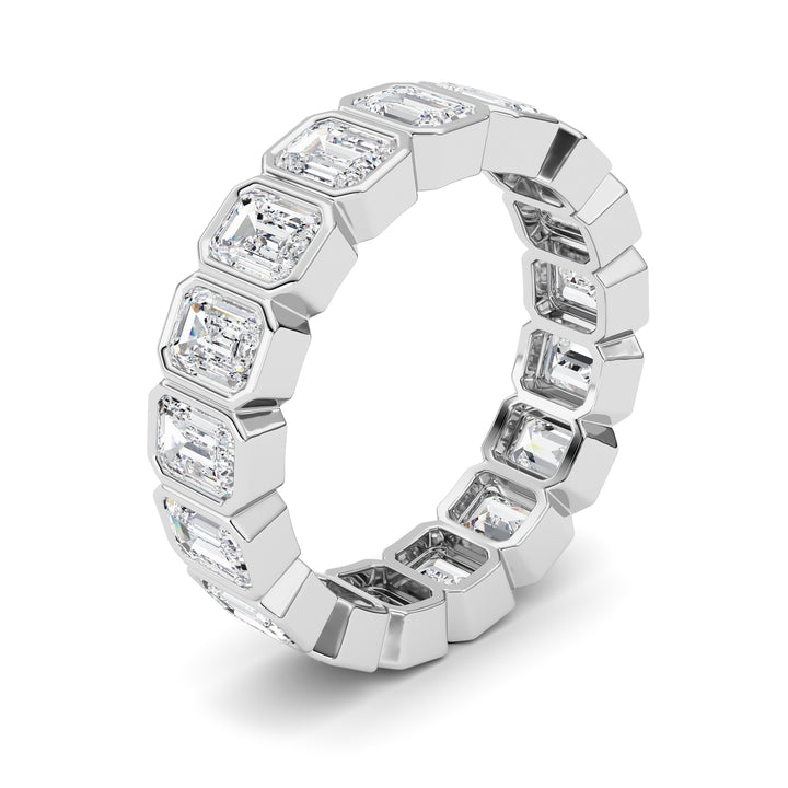 4.25Cttw Emerald Shaped Lab Grown Diamond (F/VS) Eternity Band Ring in 14K Gold - Size 8