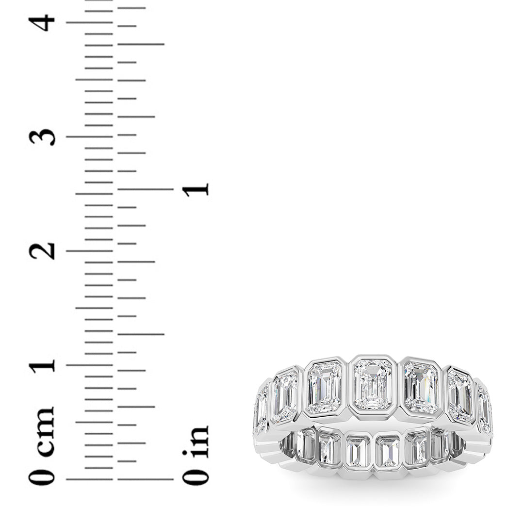 4.25Cttw Emerald Shaped Lab Grown Diamond (F/VS) Eternity Band Ring in 14K Gold - Size 8