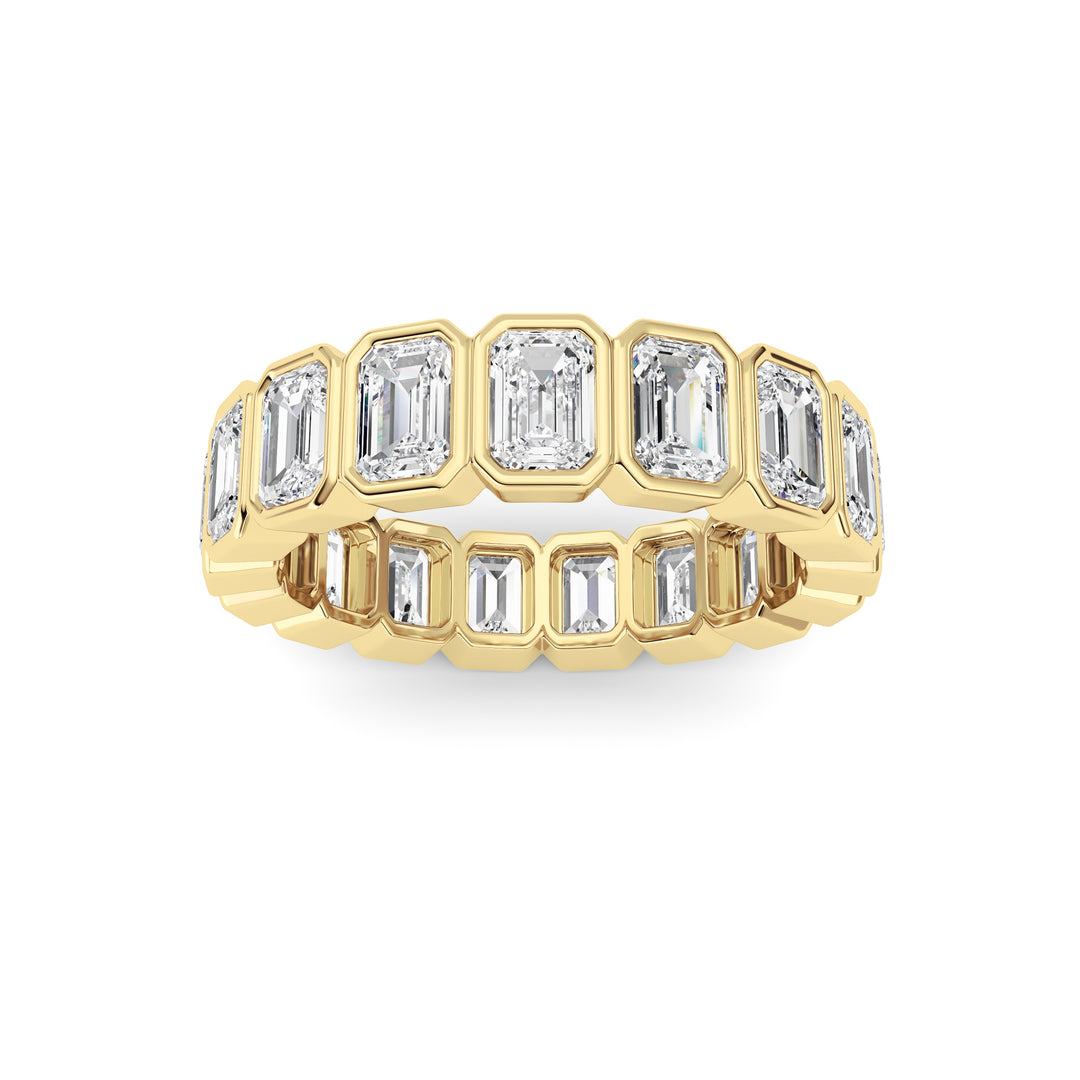 4.25Cttw Emerald Shaped Lab Grown Diamond (F/VS) Eternity Band Ring in 14K Gold - Size 8