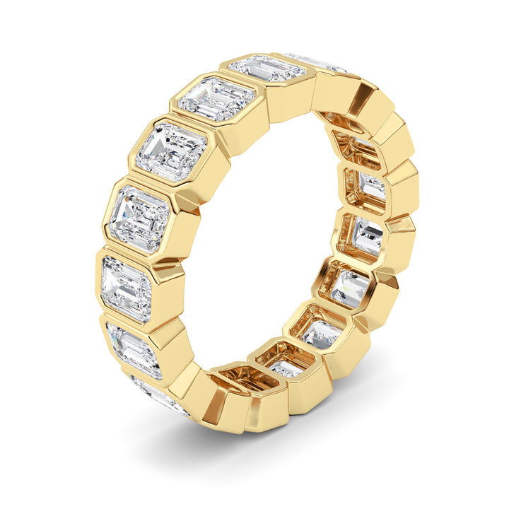 4.25Cttw Emerald Shaped Lab Grown Diamond (F/VS) Eternity Band Ring in 14K Gold - Size 8