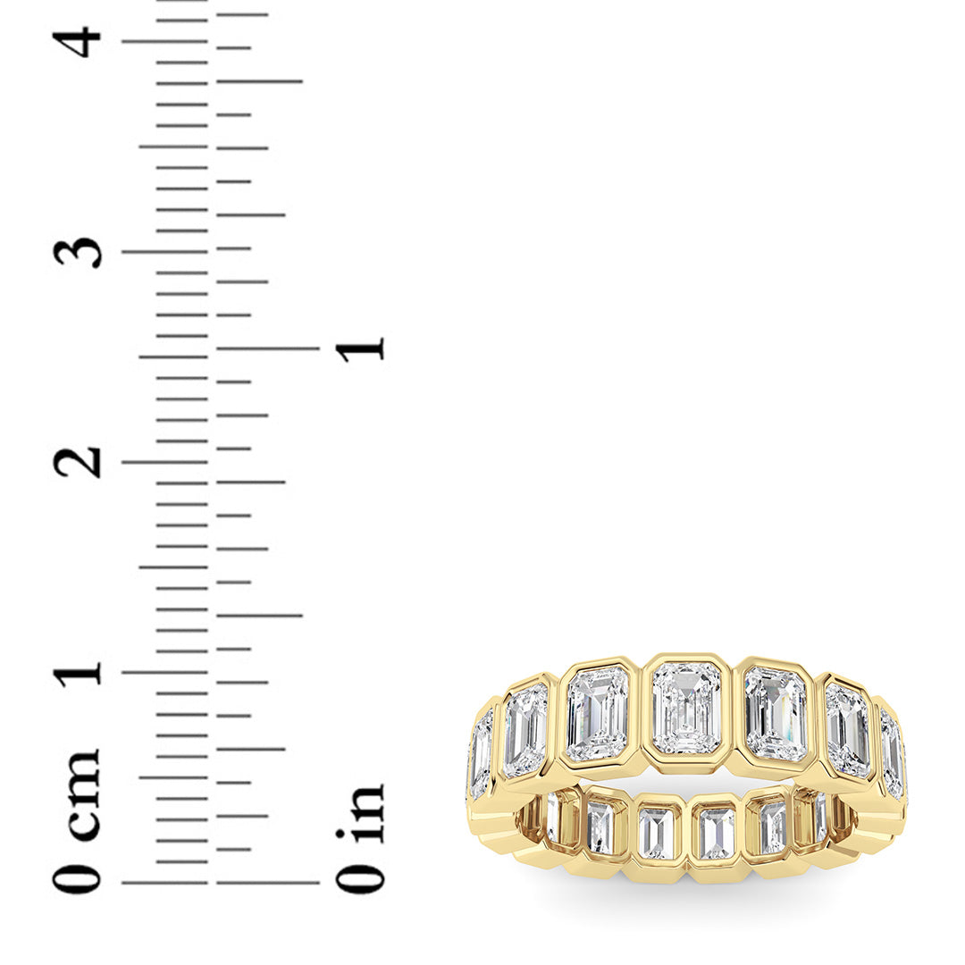 4.25Cttw Emerald Shaped Lab Grown Diamond (F/VS) Eternity Band Ring in 14K Gold - Size 8