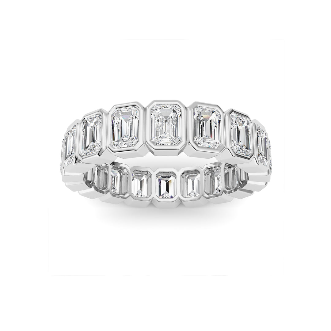 4.5Cttw Emerald Shaped Lab Grown Diamond (F/VS) Eternity Band Ring in 14K Gold - Size 9