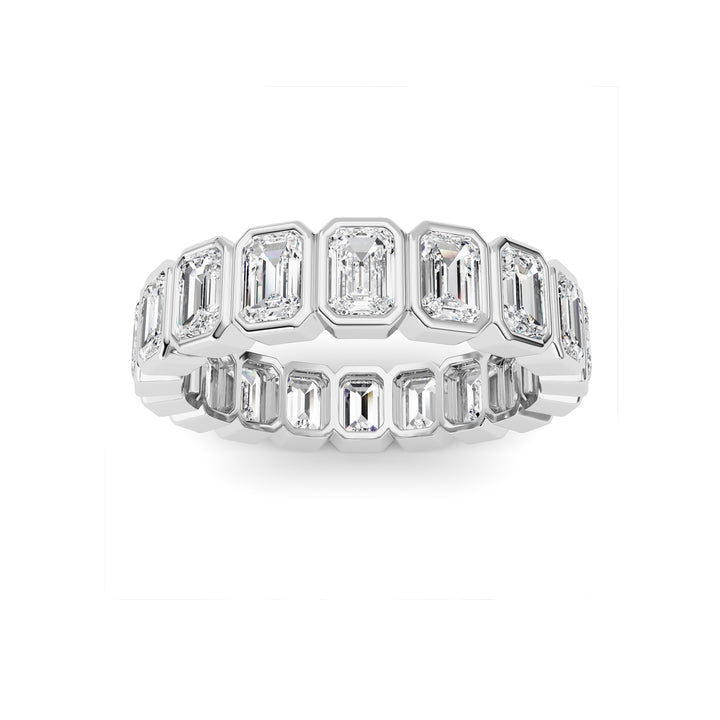4.5Cttw Emerald Shaped Lab Grown Diamond (F/VS) Eternity Band Ring in 14K Gold - Size 9