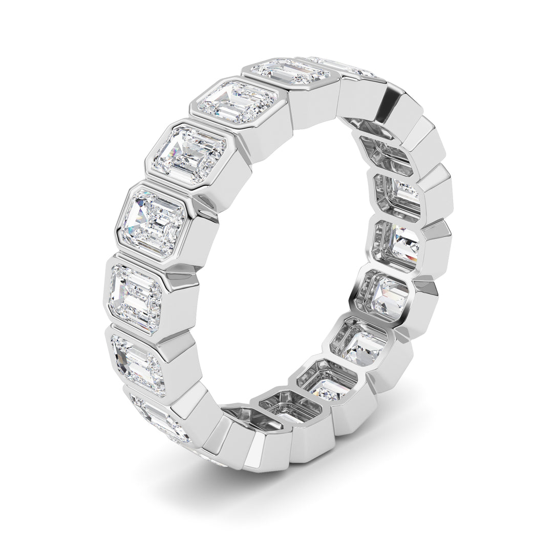4.5Cttw Emerald Shaped Lab Grown Diamond (F/VS) Eternity Band Ring in 14K Gold - Size 9