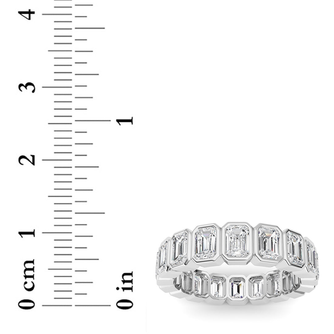 4.5Cttw Emerald Shaped Lab Grown Diamond (F/VS) Eternity Band Ring in 14K Gold - Size 9