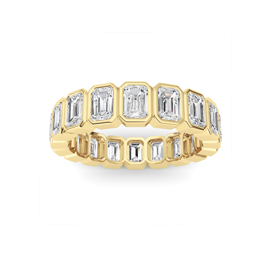 4.5Cttw Emerald Shaped Lab Grown Diamond (F/VS) Eternity Band Ring in 14K Gold - Size 9