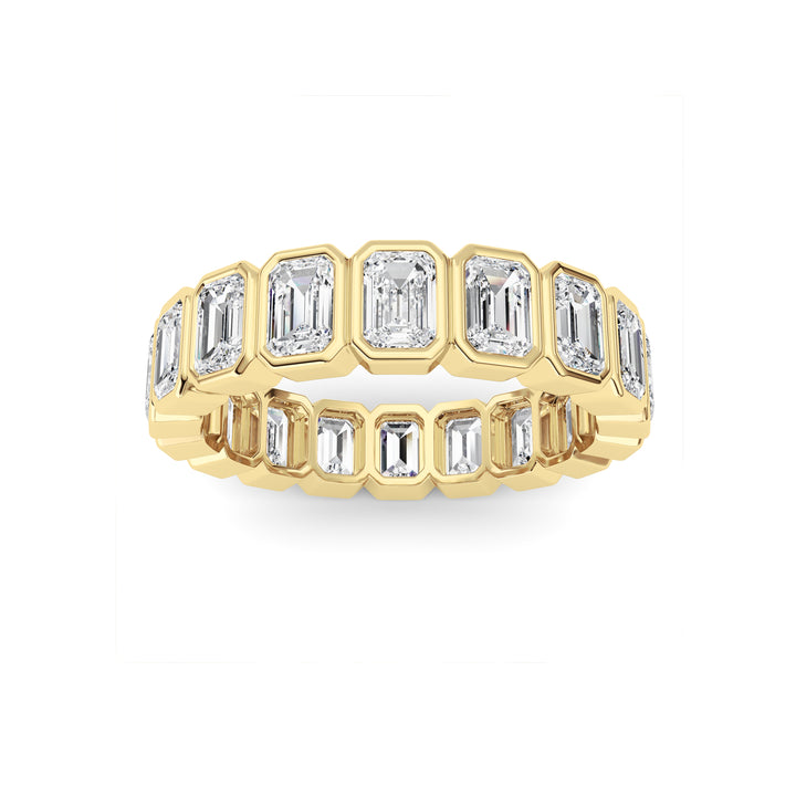 4.5Cttw Emerald Shaped Lab Grown Diamond (F/VS) Eternity Band Ring in 14K Gold - Size 9