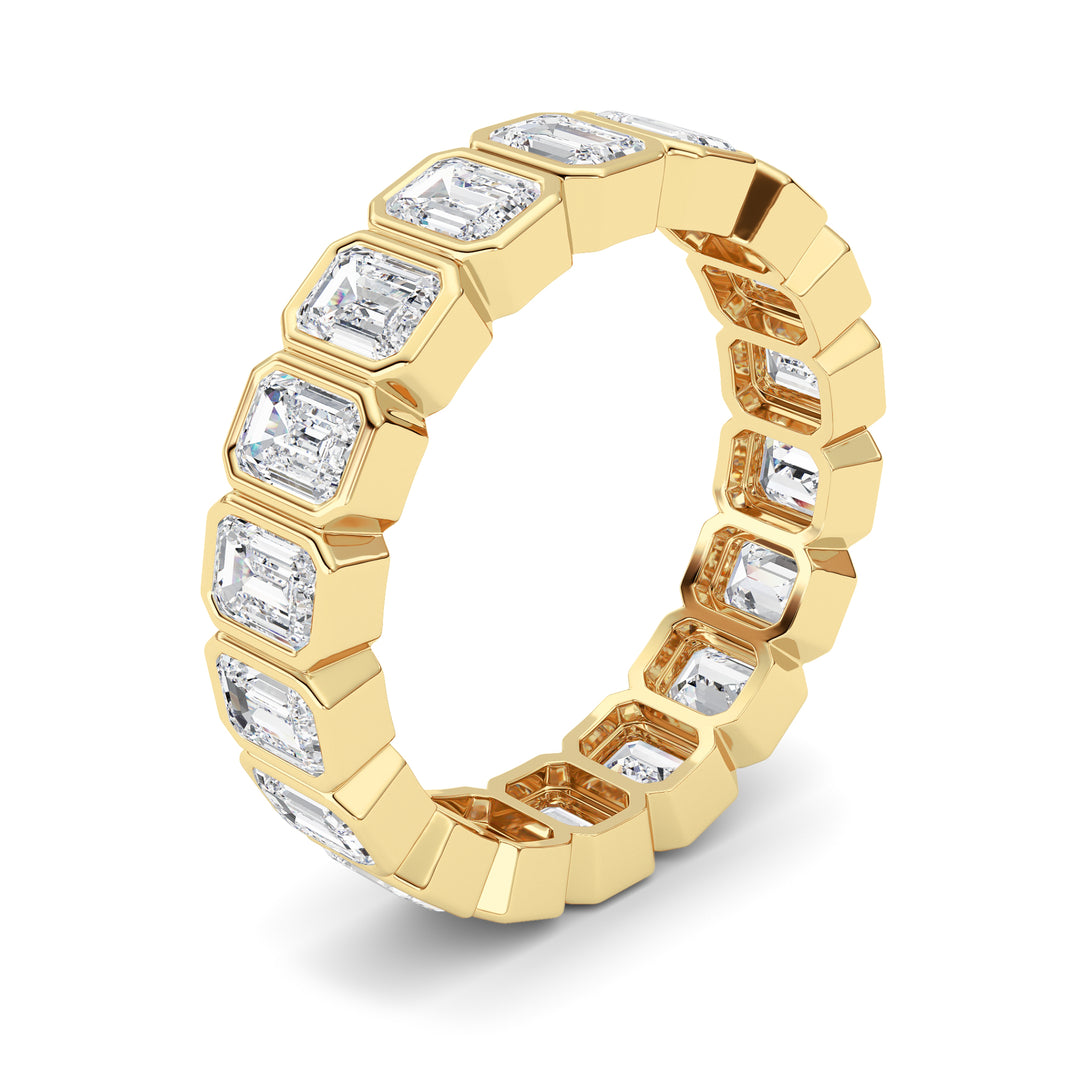 4.5Cttw Emerald Shaped Lab Grown Diamond (F/VS) Eternity Band Ring in 14K Gold - Size 9