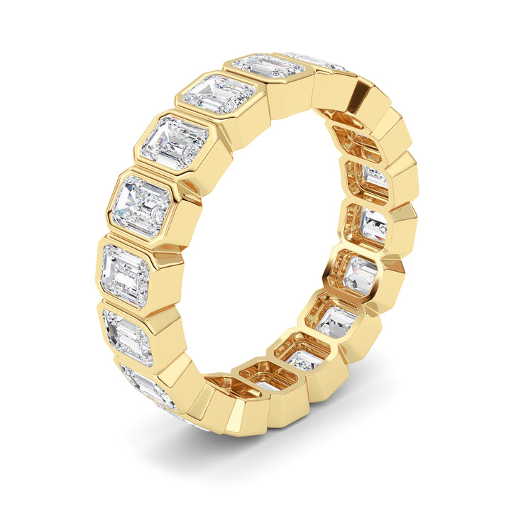 4.5Cttw Emerald Shaped Lab Grown Diamond (F/VS) Eternity Band Ring in 14K Gold - Size 9