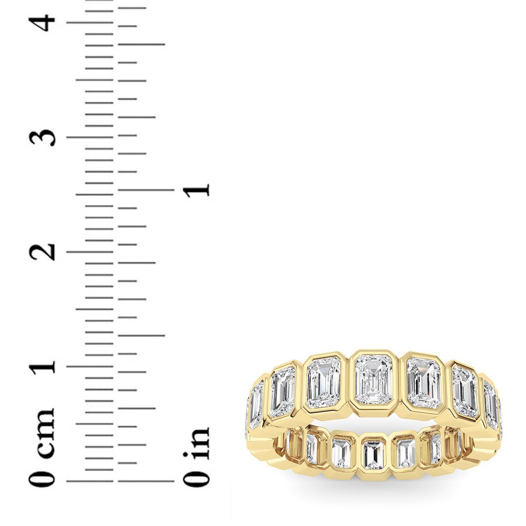 4.5Cttw Emerald Shaped Lab Grown Diamond (F/VS) Eternity Band Ring in 14K Gold - Size 9