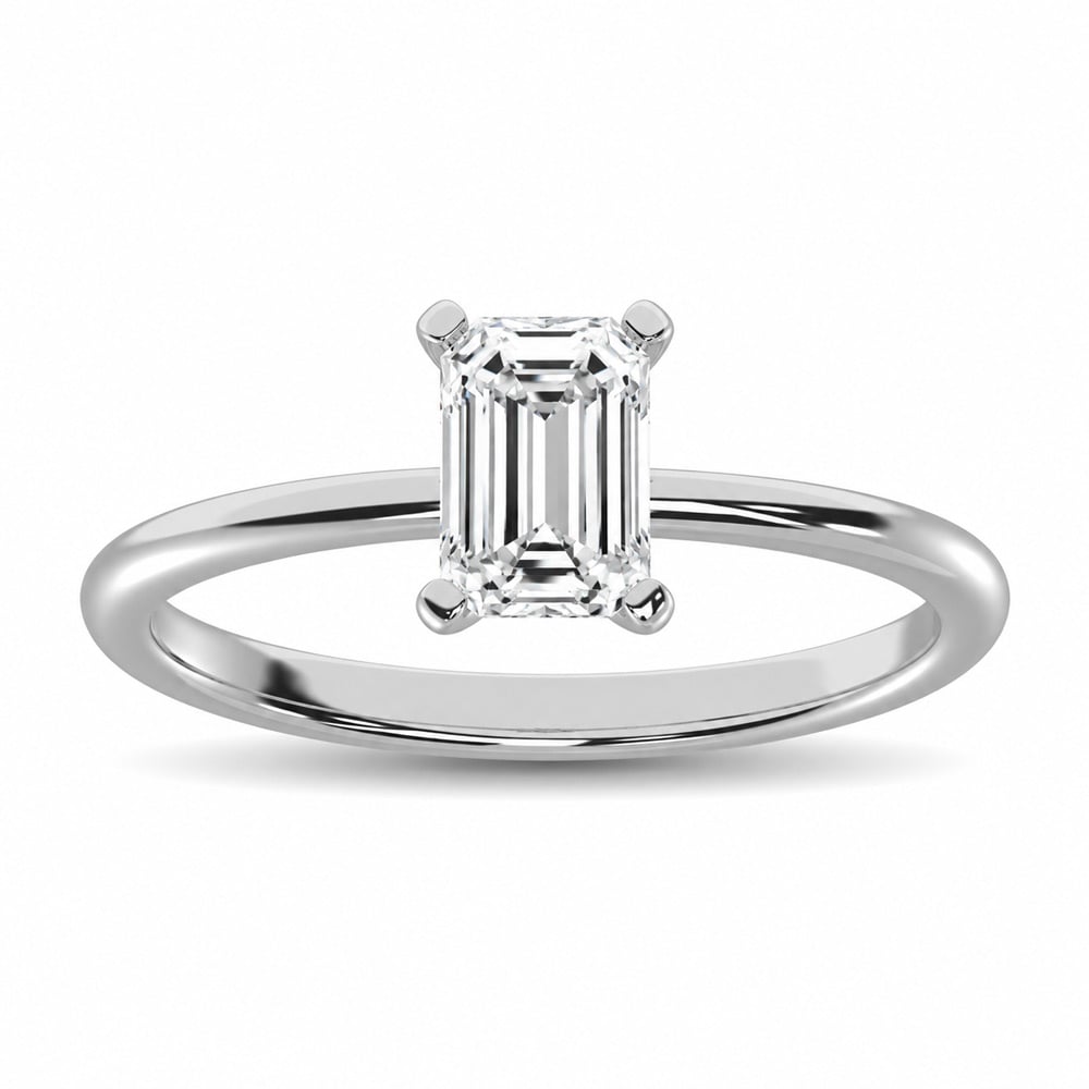 14K White Gold Lab Grown Diamond 1 1/2 Ct.Tw. IGI Certified Emerald Shape Solitaire (Available from 1CT to 7CT)
