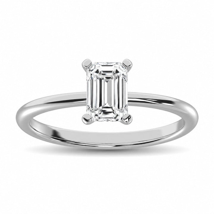 14K White Gold Lab Grown Diamond 1 1/2 Ct.Tw. IGI Certified Emerald Shape Solitaire (Available from 1CT to 7CT)